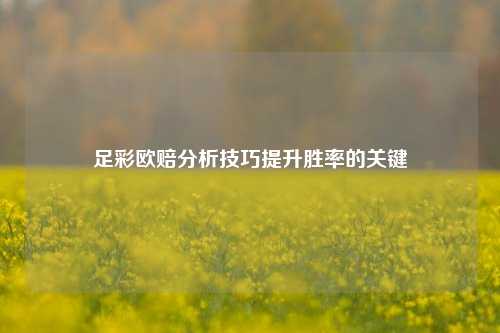 足彩欧赔分析技巧提升胜率的关键