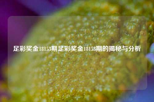足彩奖金18153期足彩奖金18153期的揭秘与分析