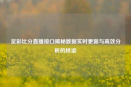 足彩比分直播接口揭秘数据实时更新与高效分析的桥梁