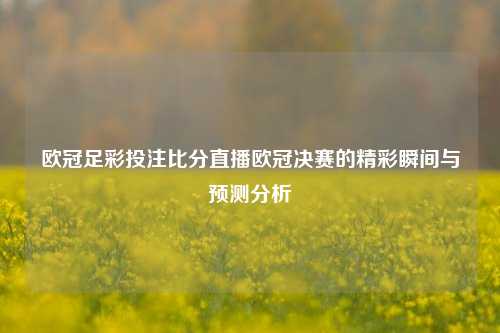 欧冠足彩投注比分直播欧冠决赛的精彩瞬间与预测分析
