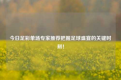 今日足彩单场专家推荐把握足球盛宴的关键时刻！