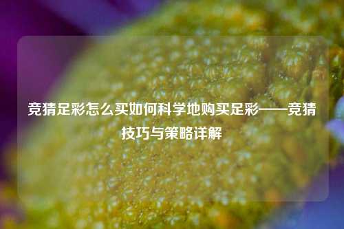 竞猜足彩怎么买如何科学地购买足彩——竞猜技巧与策略详解