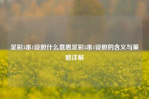 足彩3串1设胆什么意思足彩3串1设胆的含义与策略详解