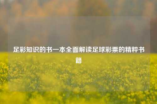 足彩知识的书一本全面解读足球彩票的精粹书籍